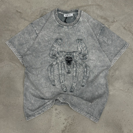 Spider Yıkamalı T-Shirt (Beyaz)