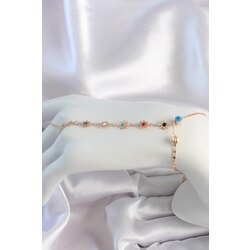 Gold Renkli Taşlı Çiçek Model Şahmeran