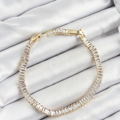Zirkon Taşlı Su Yolu Model Gold Renk Kadın Bileklik