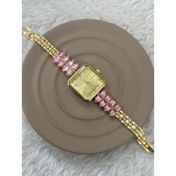 Altın Pembe Taş Saat 