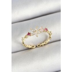 Zirkon Taşlı Gold Yüzük