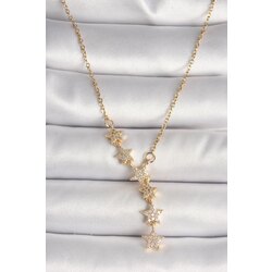 Gold Taşlı Yıldız Model Y Kolye
