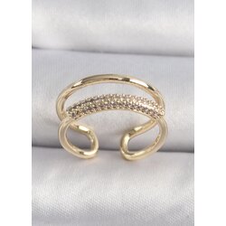 Gold Renk Zirkon Taşlı Yüzük