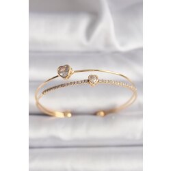 Gold Renk Zirkon Taşlı Kalp Model Bileklik