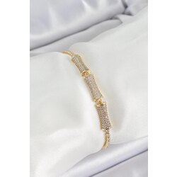 Gold Renk Zirkon Taşlı Kemik Model Bileklik