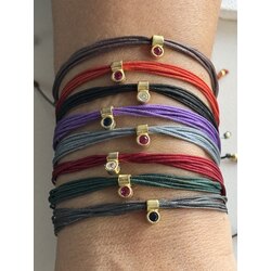 925 Gümüş 14K Altın Kaplama Mini Zirkon Taşlı İp Bileklik