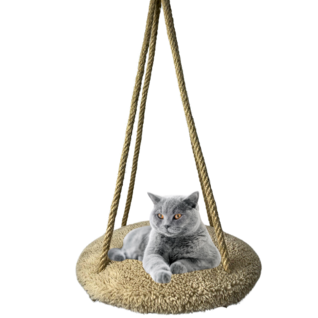 Peluş Elyaf Dolgulu Yuvarlak Tabanlı Tırmalamalara Dayanıklı Jüt İpli Kedi Salıncağı Soft 