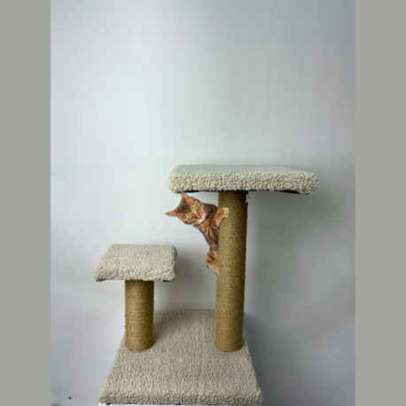 Peluş Dokulu 2 li Stepli/Adımlı Kedi Tırmalama Tahtası 44 cm Soft Sevilen Renkler