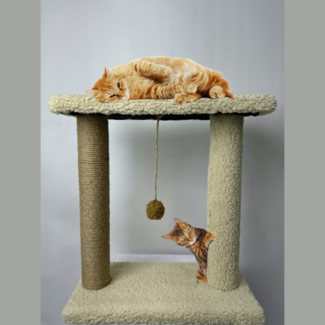 Peluş Dokulu 2 Adımlı Oturma ve Yatmalı Kedi Tırmalama Tahtası 44 cm Soft Sevilen Renkler