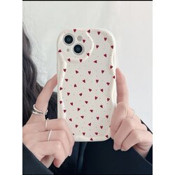 iPhone 13 Pro Max Kırmızı Kalpli Telefon Kılıfı