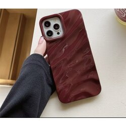 iPhone 14 Plus/ 15 Plus Bordo Dalga Telefon Kılıfı 