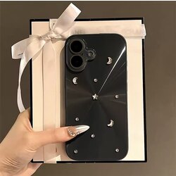 iPhone 14 Plus/15 Plus Siyah Ay Yıldız Telefon Kılıfı