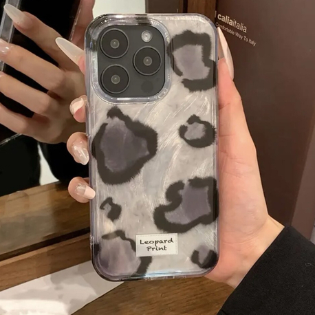 iPhone 16 Siyah Leopar Telefon Kılıfı