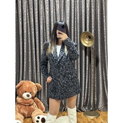Leopar desen kaşe kaban 