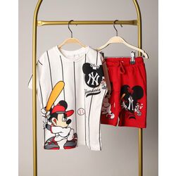 Yankees Beyzbolcu Mickey Kırmızı Şortlu Takım