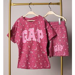 GAP Çiçek Baskılı Şortlu Pembe Takım