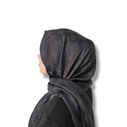 G Desen Çift Taraflı Kaşmir İpek Şal /Siyah