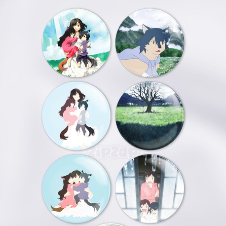 Wolf Children Ookami Kodomo no Ame to Yuki Çanta Süsü Rozet İğneli Buton Rozet Seti (6 ADET)