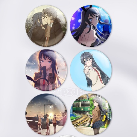 Seishun Buta Yarou wa Bunny Girl Senpai no Yume wo Minai Rozet İğneli Buton Rozet Seti (6 ADET)
