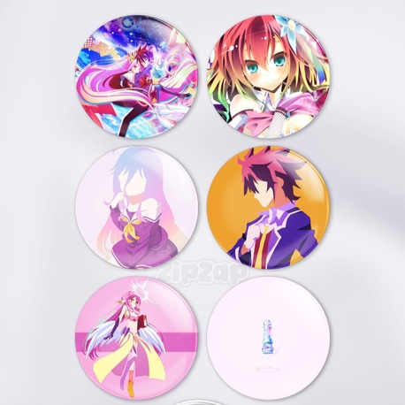 No Game No Life Çanta Süsü Rozet İğneli Buton Rozet Seti (6 ADET)