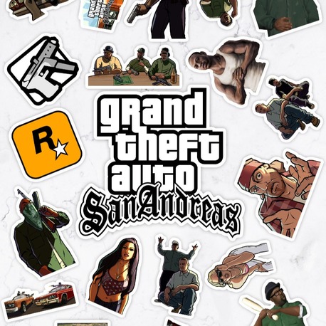 Gta San Andreas Grand Theft Auto Video Oyun Telefon Laptop  Sticker Paketi (20 ADET)