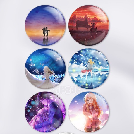 Your Lie in April Shigatsu wa Kimi no Uso Çanta Süsü Rozet İğneli Buton Rozet Seti (6 ADET)