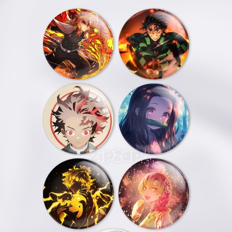  Demon Slayer Kimetsu no Yaiba Çanta Süsü Rozet İğneli Buton Rozet Seti (6 ADET)