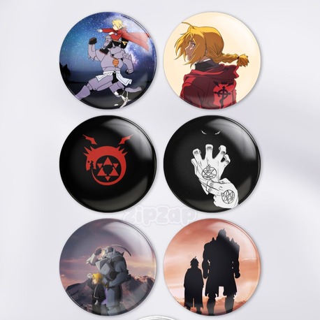 Fullmetal Alchemist Brotherhood Çanta Süsü Rozet İğneli Buton Rozet Seti (6 ADET)
