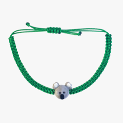 Cam Koala Boncuklu Yeşil Makrome Örgü Bileklik