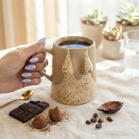 One of Her No.004 - EARTH 450 ml Stoneware Kupa (24K Altın Detaylı)