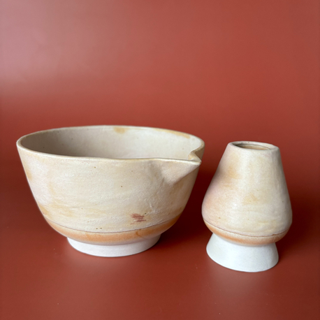 Momoka Stoneware Matcha Kase + Whisk Tutucu Set (500 Ml Hacimli)
