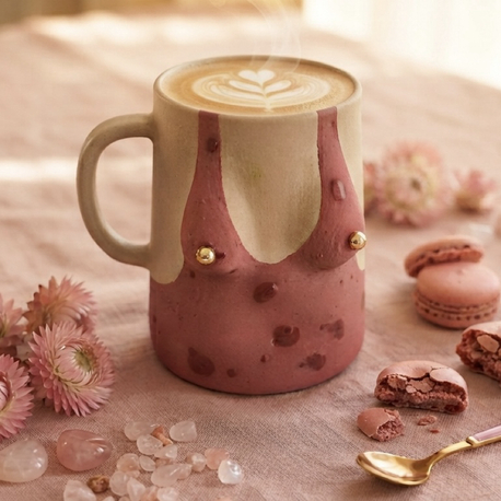 One Of Her No.001 - BLUSH 450 ml Stoneware Kupa (24K Altın Detaylı)