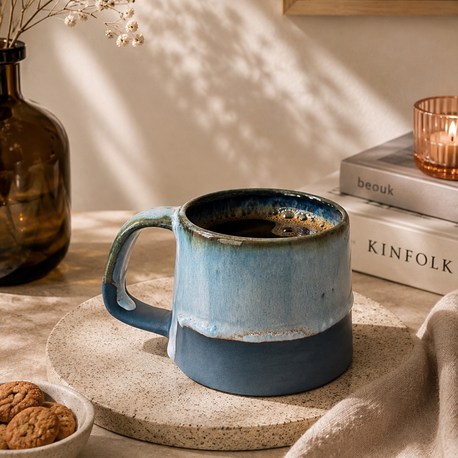 Ocean Breeze 190 ml Mavi Stoneware Fincan (Dekal Detaylı)