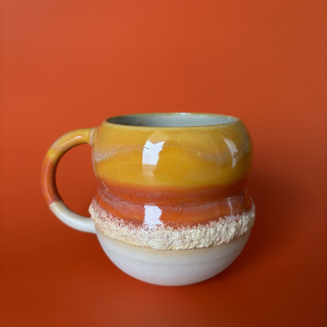 Shades of Orange 300 ml Somon Krater Detaylı Krem Stoneware Kupa