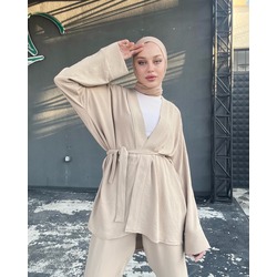 Krem Kimono Takım