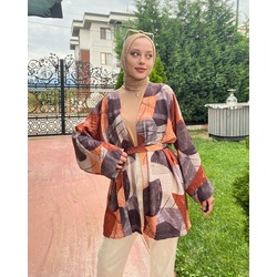 Kiremit Desenli Kimono