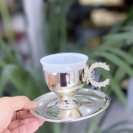 Pirinç Gümüş Kaplamalı Kahve Fincanı