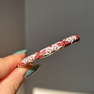 pembe floral desen mineli bilezik