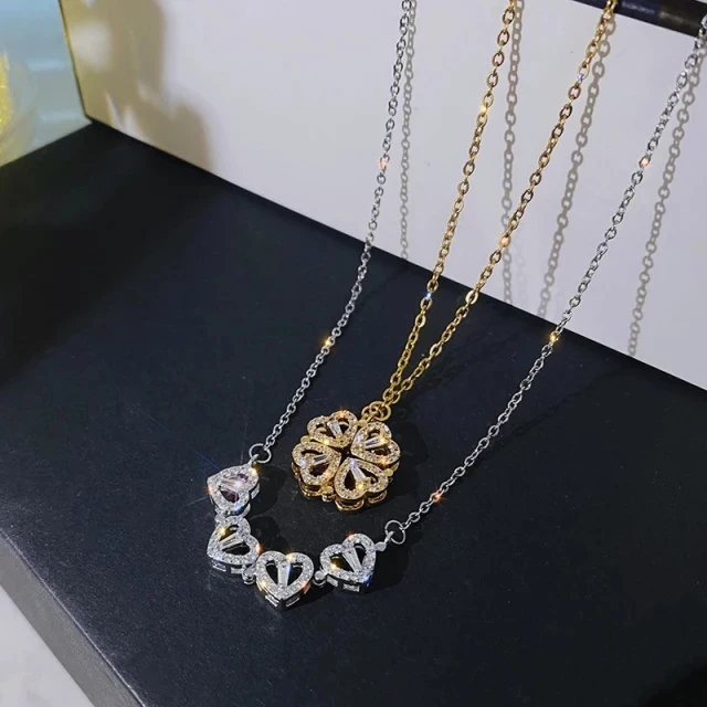 ÇELİK YONCA MODEL KALP ŞEKLİNDE AÇILAN KOLYE