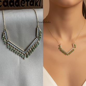VİP PİREMİUM YEŞİL TAŞLI AVİZE MODEL KOLYR