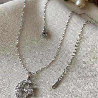 ÇELİK TAŞLI AY YILDIZLI MODEL KOLYE