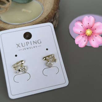 XUPİNG 14K KALPLİ ÇENGELLİ İĞNE KÜPE