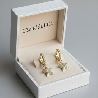 XUPİNG 14K TAŞLI YILDIZ MODEL KÜPE