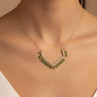 VİP PİREMİUM YEŞİL TAŞLI AVİZE MODEL KOLYR