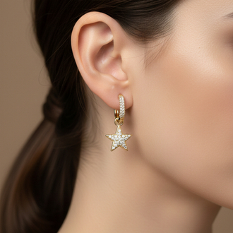 XUPİNG 14K TAŞLI YILDIZ MODEL KÜPE