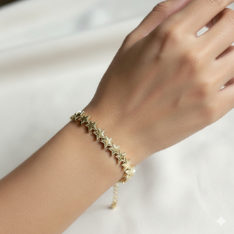 VİP SERİ 14K SIRALI YILDIZ MODEL BİLEKLİK
