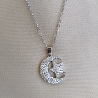 ÇELİK TAŞLI AY YILDIZLI MODEL KOLYE