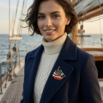 YELKENLİ GEMİ MODEL BROŞ