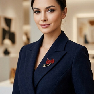 KIRMIZI YAPRAKLI MODEL BROŞ