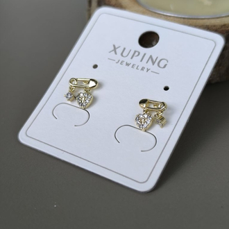 XUPİNG 14K KALPLİ ÇENGELLİ İĞNE KÜPE